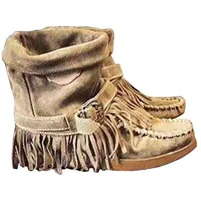 ticticlily Bottes Courtes Femmes Rétro Plates Bottes Hiver Bout Square à Franges Chaussures A Kaki 35 EU - Publicité ticticlily Bottes Courtes Femmes Rétro Plates Bottes Hiver Bout Square à Franges Chaussures A Kaki 35 EU - Publicité