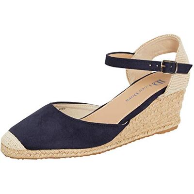 Lora Dora Sandales compensées en toile de jute pour femmes avec semelle à mémoire de forme, talons mi-hauts, espadrilles à la mode avec bride à la cheville pour l'été, Marine, 39 EU - Publicité Lora Dora Sandales compensées en toile de jute pour femmes avec semelle à mémoire de forme, talons mi-hauts, espadrilles à la mode avec bride à la cheville pour l'été, Marine, 39 EU - Publicité
