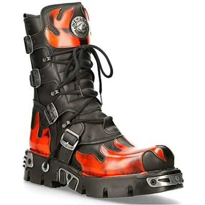 NEW ROCK 591-S1 Bottes Rouge Flamme Métallisé Cuir Noir Goth Punk Motard Mode 7 - Publicité NEW ROCK 591-S1 Bottes Rouge Flamme Métallisé Cuir Noir Goth Punk Motard Mode 7 - Publicité