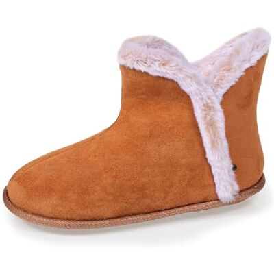 Isotoner Chaussons pantoufles Bottillons femme ultra confortables et chauds, interieur et bordure en fausse fourrure, 36, camel - Publicité Isotoner Chaussons pantoufles Bottillons femme ultra confortables et chauds, interieur et bordure en fausse fourrure, 36, camel - Publicité