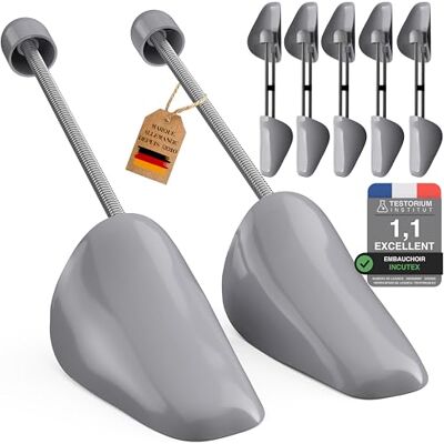 Incutex Lot de 5 Paires Embauchoirs de Chaussures taille adaptable 38-44, Forme Chaussure en Plastique pour Hommes Femmes, adaptés aux baskets, chaussures plates, mocassins, gris - Publicité Incutex Lot de 5 Paires Embauchoirs de Chaussures taille adaptable 38-44, Forme Chaussure en Plastique pour Hommes Femmes, adaptés aux baskets, chaussures plates, mocassins, gris - Publicité
