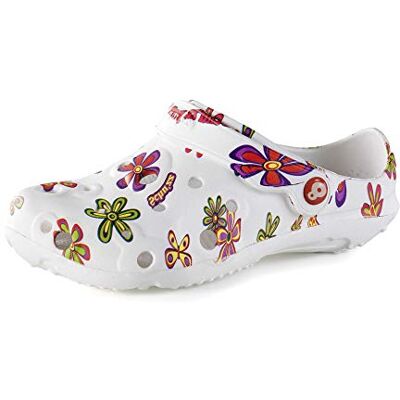 Schu'zz Schu’ZZ Globule Imprimé Sabot Plastique Femme Confortable, Léger, Ultra Résistant Certifié CE pour la Maison et Activités de Plein Air Pop Flower, 40 UE - Publicité Schu'zz Schu’ZZ Globule Imprimé Sabot Plastique Femme Confortable, Léger, Ultra Résistant Certifié CE pour la Maison et Activités de Plein Air Pop Flower, 40 UE - Publicité