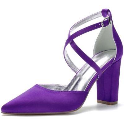 WeFloHsL Femmes Bout Pointu Chaussures De Mariage Mariée Talon Carré Croix Sangle Escarpins Satin Chaussures De Soirée Fête 132-12 - Publicité WeFloHsL Femmes Bout Pointu Chaussures De Mariage Mariée Talon Carré Croix Sangle Escarpins Satin Chaussures De Soirée Fête 132-12 - Publicité