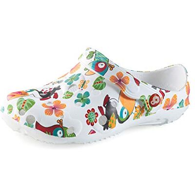 Schu'zz Globule Imprimé Sabot Plastique Femme Confortable, Léger, Ultra Résistant Certifié CE pour la Maison et Activités de Plein Air Toucan, 40 UE - Publicité Schu'zz Globule Imprimé Sabot Plastique Femme Confortable, Léger, Ultra Résistant Certifié CE pour la Maison et Activités de Plein Air Toucan, 40 UE - Publicité