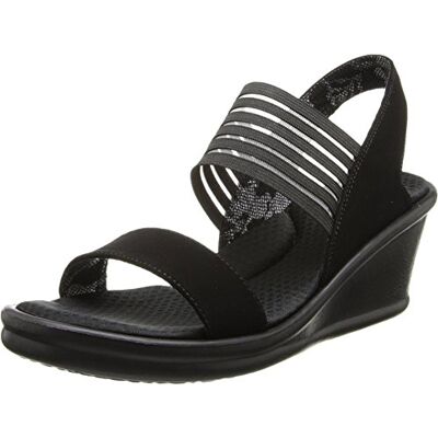 Skechers Femme Rumbers-Sci FI Sandale cale, Noir, 38.5 EU - Publicité Skechers Femme Rumbers-Sci FI Sandale cale, Noir, 38.5 EU - Publicité