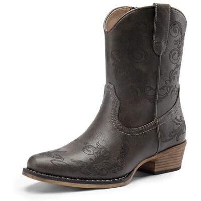 DREAM PAIRS Bottes Femme Western Cowboy Courtes Bout Carré Confortables Mode,Size 40.5,Gris,SDAB2407W - Publicité DREAM PAIRS Bottes Femme Western Cowboy Courtes Bout Carré Confortables Mode,Size 40.5,Gris,SDAB2407W - Publicité