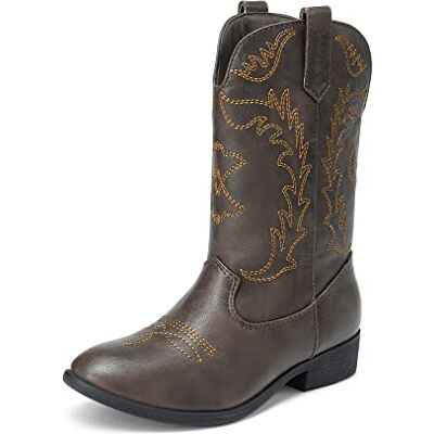 DREAM PAIRS Bottes en jean occidentales pour filles mi-mollet, Marron, 24.5 cm - Publicité DREAM PAIRS Bottes en jean occidentales pour filles mi-mollet, Marron, 24.5 cm - Publicité