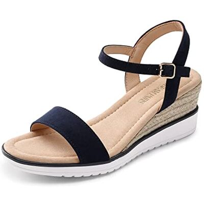 DREAM PAIRS Sandales Femme Été Compensées Espadrilles Plateforme Confortables Bride Cheville Boucle Ajustable Chaussures Été Femme Plage Vacances Élégantes,Size 41,Marine,SDPW2342W-E - Publicité DREAM PAIRS Sandales Femme Été Compensées Espadrilles Plateforme Confortables Bride Cheville Boucle Ajustable Chaussures Été Femme Plage Vacances Élégantes,Size 41,Marine,SDPW2342W-E - Publicité