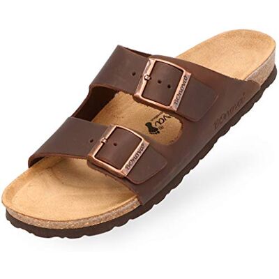 BOnova Schwanberg Mules en cuir véritable pour homme en 2 couleurs en tailles 40-48 : chaussons confortables en cuir véritable avec semelle en liège – Sandales fabriquées dans l'UE, marron, 47 EU - Publicité BOnova Schwanberg Mules en cuir véritable pour homme en 2 couleurs en tailles 40-48 : chaussons confortables en cuir véritable avec semelle en liège – Sandales fabriquées dans l'UE, marron, 47 EU - Publicité