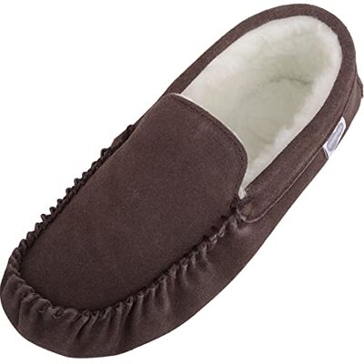 SNUGRUGS Pantoufles mocassins Ronnie en daim pour homme avec semelle en laine et daim, marron foncé, 46 EU - Publicité SNUGRUGS Pantoufles mocassins Ronnie en daim pour homme avec semelle en laine et daim, marron foncé, 46 EU - Publicité