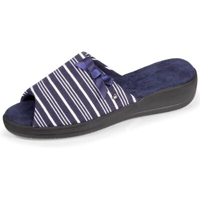 Isotoner Chaussons pantoufles Mules ouvertes femme à talon 4,5 cm ultra confort, 38, rayure marinière - Publicité Isotoner Chaussons pantoufles Mules ouvertes femme à talon 4,5 cm ultra confort, 38, rayure marinière - Publicité