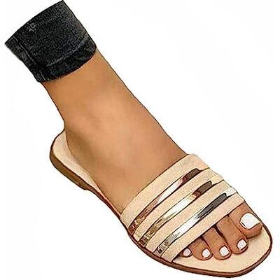 Minetom Sandales Femmes Plates Sandales Été Bout Ouvert Metallic Boucle Plage Vacances Loisir Nu-Pieds Chaussures B Abricot 40 EU - Publicité Minetom Sandales Femmes Plates Sandales Été Bout Ouvert Metallic Boucle Plage Vacances Loisir Nu-Pieds Chaussures B Abricot 40 EU - Publicité