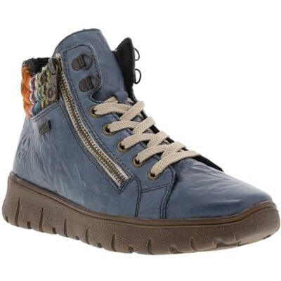 Rieker® Bottines en cuir bleues à talon plat avec des lacets plats et 2 zips Taille numeric_37 - Publicité Rieker® Bottines en cuir bleues à talon plat avec des lacets plats et 2 zips Taille numeric_37 - Publicité