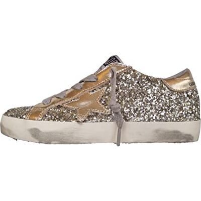 Golden Goose Chaussures pour filles Vintage en cuir et paillettes GYF00101.F002840.65157 Platin, platine, 30 EU - Publicité Golden Goose Chaussures pour filles Vintage en cuir et paillettes GYF00101.F002840.65157 Platin, platine, 30 EU - Publicité
