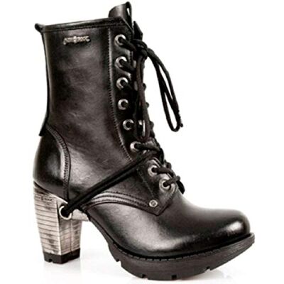 New Rock Bottines lacées Femme TR001-S1 Cuir Noir 100% véritable Style Punk Gothique - Publicité New Rock Bottines lacées Femme TR001-S1 Cuir Noir 100% véritable Style Punk Gothique - Publicité