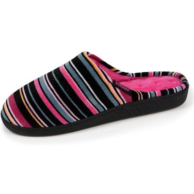 Isotoner Chaussons pantoufles Mules femme semelle ergonomique confort, velours, 38, rayures - Publicité Isotoner Chaussons pantoufles Mules femme semelle ergonomique confort, velours, 38, rayures - Publicité