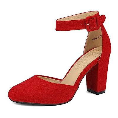 DREAM PAIRS Chaussures à Talons Hauts pour Femmes Escarpins Elégants avec Bride à la Cheville pour Mariages et Fêtes Rouge/Suede Angela Taille 40.5 - Publicité DREAM PAIRS Chaussures à Talons Hauts pour Femmes Escarpins Elégants avec Bride à la Cheville pour Mariages et Fêtes Rouge/Suede Angela Taille 40.5 - Publicité