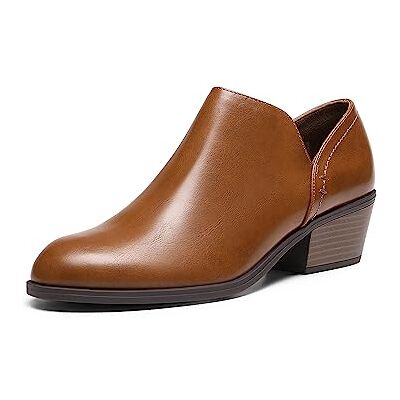 DREAM PAIRS Bottines d'automne en cuir avec talon épais et fermeture éclair latérale pour femme, Marron PU., 41 EU - Publicité DREAM PAIRS Bottines d'automne en cuir avec talon épais et fermeture éclair latérale pour femme, Marron PU., 41 EU - Publicité