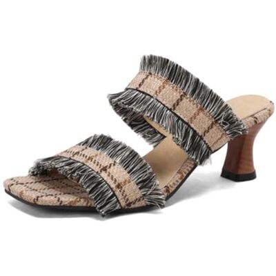LYMLYB Sandales en Jean Tendance pour Femmes, à Talons Fins, Mules, Sandales à Enfiler, Bout Ouvert, Talon Bas,Lattice,34 EU - Publicité LYMLYB Sandales en Jean Tendance pour Femmes, à Talons Fins, Mules, Sandales à Enfiler, Bout Ouvert, Talon Bas,Lattice,34 EU - Publicité