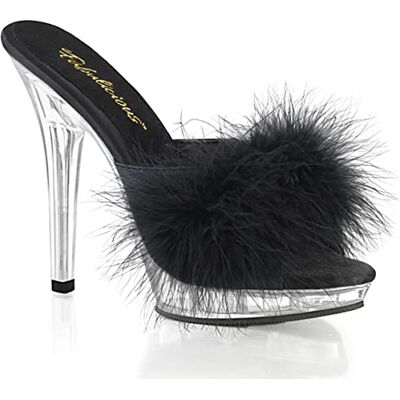 Pleaser Fabulicious LIP-101-8, Sandales Bout Ouvert Femme, Noir (Blk Satin-Fur/CLR), 39 EU (6) - Publicité Pleaser Fabulicious LIP-101-8, Sandales Bout Ouvert Femme, Noir (Blk Satin-Fur/CLR), 39 EU (6) - Publicité