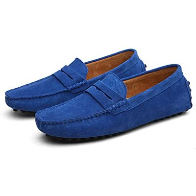 LZQpearl Hommes Chaussons Mocassins, Chaussures Plates pour Hommes en Cuir Suédé, Penny Loafers Décontractés à Enfiler sur Le Pont du Bateau pour Adultes Et Adolescents Unisexes (Blue,46) - Publicité LZQpearl Hommes Chaussons Mocassins, Chaussures Plates pour Hommes en Cuir Suédé, Penny Loafers Décontractés à Enfiler sur Le Pont du Bateau pour Adultes Et Adolescents Unisexes (Blue,46) - Publicité