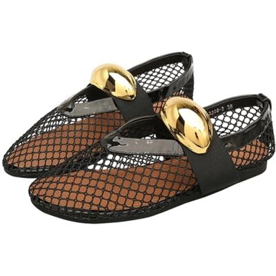 FIENZA Ballerines plates en maille pour femme, tendance et confortable, bout rond, sangle à boucle, ballerines plates Mary Jane décontractées, larges larges, style décontracté, robe Mary Jane, Xh02 Noir avec - Publicité FIENZA Ballerines plates en maille pour femme, tendance et confortable, bout rond, sangle à boucle, ballerines plates Mary Jane décontractées, larges larges, style décontracté, robe Mary Jane, Xh02 Noir avec - Publicité
