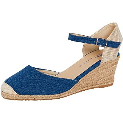 Lora Dora Sandales compensées en Toile de Jute pour Femmes avec Semelle à mémoire de Forme, Talons mi-Hauts, Espadrilles à la Mode avec Bride à la Cheville pour l'été, Bleu Jean, 39 EU - Publicité Lora Dora Sandales compensées en Toile de Jute pour Femmes avec Semelle à mémoire de Forme, Talons mi-Hauts, Espadrilles à la Mode avec Bride à la Cheville pour l'été, Bleu Jean, 39 EU - Publicité