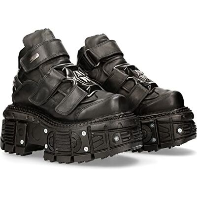New Rock Bottines Punk Gothiques Unisexes en Cuir Noir pour Homme et Femme – Semelle PU Ultra, Talon 10 cm, Plateau 8 cm, Collection Metallic, Fabrication Artisanale en Espagne 39 - Publicité New Rock Bottines Punk Gothiques Unisexes en Cuir Noir pour Homme et Femme – Semelle PU Ultra, Talon 10 cm, Plateau 8 cm, Collection Metallic, Fabrication Artisanale en Espagne 39 - Publicité