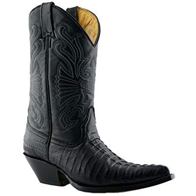 Grinders Bottes de Danse Western Noir Cuir Cowboy Carolina Croc Pour Homme 45 - Publicité Grinders Bottes de Danse Western Noir Cuir Cowboy Carolina Croc Pour Homme 45 - Publicité