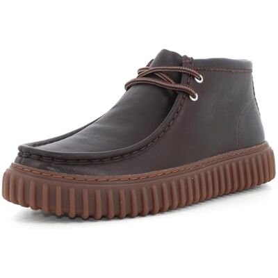 Chaussures d'ingénieur à lacets mi-hautes en cuir marron foncé pour homme CLARKS TORHILL HI 40 - Publicité Chaussures d'ingénieur à lacets mi-hautes en cuir marron foncé pour homme CLARKS TORHILL HI 40 - Publicité