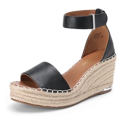 DREAM PAIRS Sandales Compensé Femme Espadrilles Plateforme à Bout Ouvert, Sandales Été Chic avec Bride Cheville, Chaussures de Plage et Mariage Confortables,Size 41.5,Noir,DWUMPS2505 - Publicité DREAM PAIRS Sandales Compensé Femme Espadrilles Plateforme à Bout Ouvert, Sandales Été Chic avec Bride Cheville, Chaussures de Plage et Mariage Confortables,Size 41.5,Noir,DWUMPS2505 - Publicité