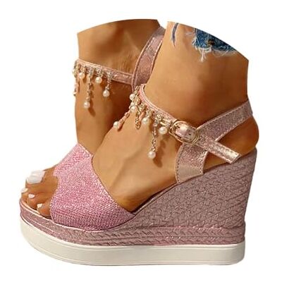 Minetom Sandale Femme Talon Compensé Chunky Chaussure Sandale Plateforme Cheville Perle Strass Talon Plateforme Sandales A Rose 39 EU - Publicité Minetom Sandale Femme Talon Compensé Chunky Chaussure Sandale Plateforme Cheville Perle Strass Talon Plateforme Sandales A Rose 39 EU - Publicité