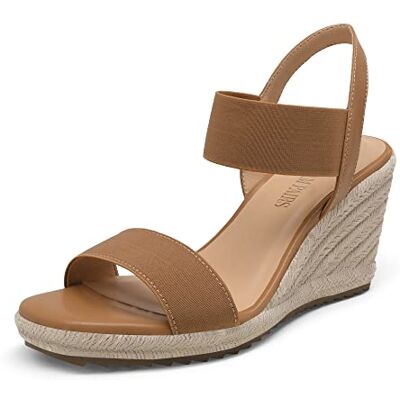 DREAM PAIRS Sandales Femme Compensées Été Confortables Espadrilles à Talon Compensé, Bride Élastique, Antidérapantes, Faciles à Enfiler,Size 38.5,Chameau,SDPW222W - Publicité DREAM PAIRS Sandales Femme Compensées Été Confortables Espadrilles à Talon Compensé, Bride Élastique, Antidérapantes, Faciles à Enfiler,Size 38.5,Chameau,SDPW222W - Publicité