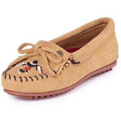 Minnetonka Mocassins Thunderbird Animiki pour femme avec une silhouette de mocassin classique en cuir, une semelle int rieure rembourr e et un design mocassin perl , marron, 36.5 EU - Publicité Minnetonka Mocassins Thunderbird Animiki pour femme avec une silhouette de mocassin classique en cuir, une semelle int rieure rembourr e et un design mocassin perl , marron, 36.5 EU - Publicité