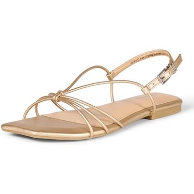 Amazon Essentials Strappy Flat Sandals Femme, Similicuir Doré, 37.5 EU - Publicité Amazon Essentials Strappy Flat Sandals Femme, Similicuir Doré, 37.5 EU - Publicité