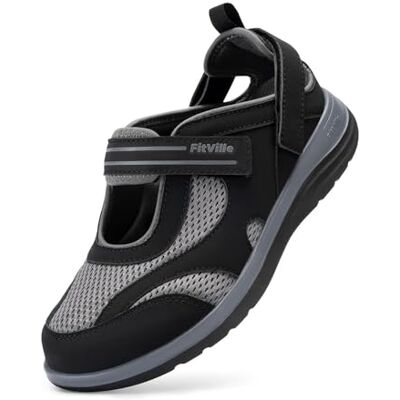 FitVille Chaussures pour Femmes à Pieds Larges Chaussures de Marche Confortables et Respirantes Sandales avec Soutien de la Voûte Plantaire Noir 42.5 EU X-Large - Publicité FitVille Chaussures pour Femmes à Pieds Larges Chaussures de Marche Confortables et Respirantes Sandales avec Soutien de la Voûte Plantaire Noir 42.5 EU X-Large - Publicité