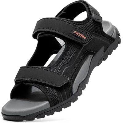 FitVille Sandales de Sport Homme Large Sandales Outdoor avec Fermeture à Scratch Antidérapantes Légère Chaussures de Randonnée Respirantes pour Été Noir 42 EU Large - Publicité FitVille Sandales de Sport Homme Large Sandales Outdoor avec Fermeture à Scratch Antidérapantes Légère Chaussures de Randonnée Respirantes pour Été Noir 42 EU Large - Publicité