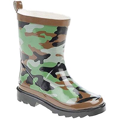 StormWells Boys Camouflage Print Short Wellington Boots Green/Brown - Publicité StormWells Boys Camouflage Print Short Wellington Boots Green/Brown - Publicité