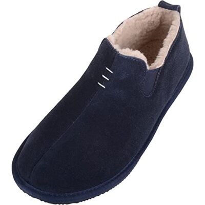 SNUGRUGS Chaussons d'hiver en peau de mouton véritable faciles à enfiler à double soufflet pour homme, bleu marine, 39 1/3 EU - Publicité SNUGRUGS Chaussons d'hiver en peau de mouton véritable faciles à enfiler à double soufflet pour homme, bleu marine, 39 1/3 EU - Publicité