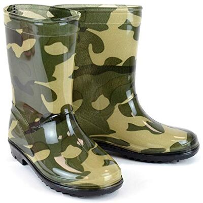 Lora Dora Bottes de pluie mi-mollet pour garçons et filles Vert camouflage vert, 30 EU - Publicité Lora Dora Bottes de pluie mi-mollet pour garçons et filles Vert camouflage vert, 30 EU - Publicité
