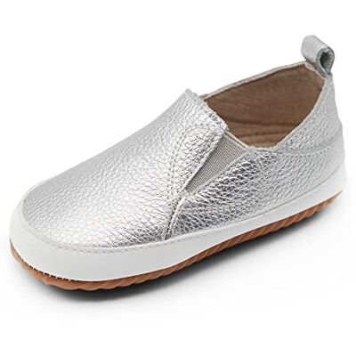 Dotty Fish Mixte Bébé Chaussures En Cuir Pour Baskets Unisexes Sneaker, Argentée, 21 EU - Publicité Dotty Fish Mixte Bébé Chaussures En Cuir Pour Baskets Unisexes Sneaker, Argentée, 21 EU - Publicité