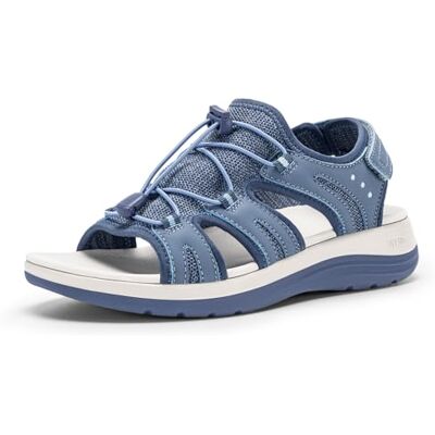 FitVille Sandales Larges pour Femme Été Respirantes Confortables Sandales Outdoor avec Système de Lacets Élastiques et Scratch Bleu 42.5 EU Large - Publicité FitVille Sandales Larges pour Femme Été Respirantes Confortables Sandales Outdoor avec Système de Lacets Élastiques et Scratch Bleu 42.5 EU Large - Publicité