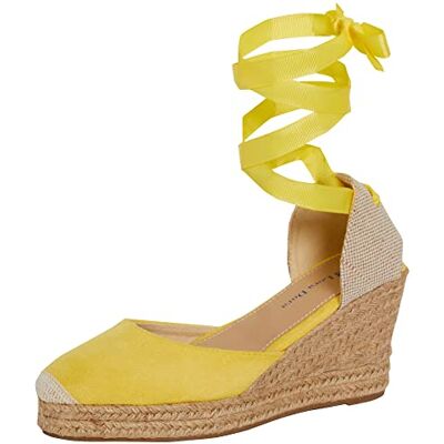 Lora Dora Womens Espadrille Wedge Sandals Lemon Yellow UK 7 - Publicité Lora Dora Womens Espadrille Wedge Sandals Lemon Yellow UK 7 - Publicité