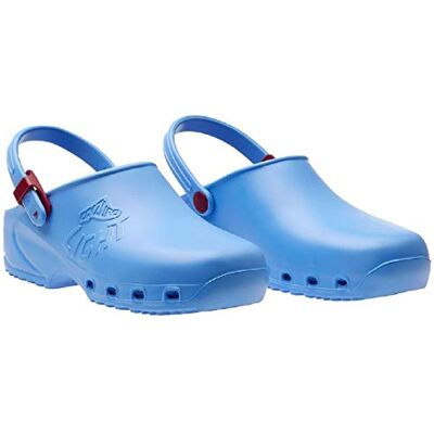 CALZURO Light Sabots Sanitaires pour Homme et Femme en EVA, Professionnels CE, Ultralégers, Confortables, Antistatiques et Antidérapants, Respirants, Lavables, bleu ciel, 38 EU - Publicité CALZURO Light Sabots Sanitaires pour Homme et Femme en EVA, Professionnels CE, Ultralégers, Confortables, Antistatiques et Antidérapants, Respirants, Lavables, bleu ciel, 38 EU - Publicité