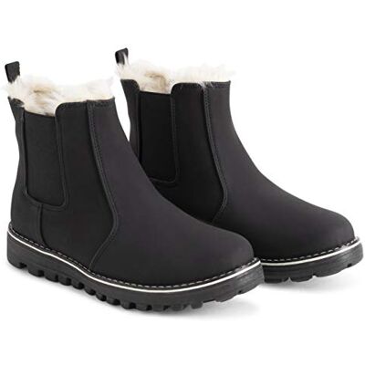 Polar Bottines Chelsea en nubuck imperméable en mousse à mémoire de forme avec semelle cousue et doublée en fausse fourrure pour femme, Noir , 41 EU - Publicité Polar Bottines Chelsea en nubuck imperméable en mousse à mémoire de forme avec semelle cousue et doublée en fausse fourrure pour femme, Noir , 41 EU - Publicité