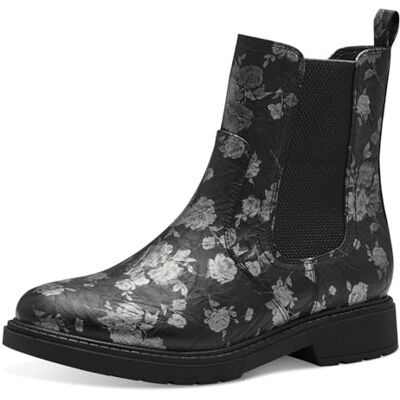 Jana bottines Chelsea femme à talon bloc vegan, Black/Flower, 38 EU - Publicité Jana bottines Chelsea femme à talon bloc vegan, Black/Flower, 38 EU - Publicité