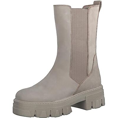 MARCO TOZZI Bottines Chelsea en cuir à plateforme pour femme, Nubuck taupe., 39 EU - Publicité MARCO TOZZI Bottines Chelsea en cuir à plateforme pour femme, Nubuck taupe., 39 EU - Publicité
