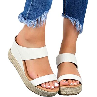 Minetom Sandale Plateforme Femme D’Ete Espadrille Pantoufles Compensées Bout Ouvert Pantoufles Plage Wedges Platform Slipper Bohemia Beach Sandals A Blanc 37 EU - Publicité Minetom Sandale Plateforme Femme D’Ete Espadrille Pantoufles Compensées Bout Ouvert Pantoufles Plage Wedges Platform Slipper Bohemia Beach Sandals A Blanc 37 EU - Publicité
