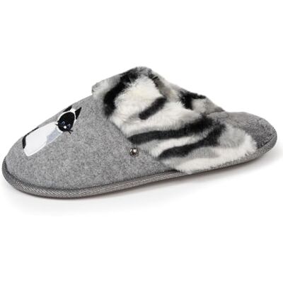 Isotoner Chaussons pantoufles Mules femme chat fantaisie, 38, gris - Publicité Isotoner Chaussons pantoufles Mules femme chat fantaisie, 38, gris - Publicité