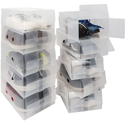 Kurtzy Lot de 10 Boîtes de Rangement pour Chaussures en Plastique Transparent 33x20x13cm Chaussures Femmes, Hommes & Enfants Pliables, Ondulées & Empilables Rangement & Voyage - Publicité Kurtzy Lot de 10 Boîtes de Rangement pour Chaussures en Plastique Transparent 33x20x13cm Chaussures Femmes, Hommes & Enfants Pliables, Ondulées & Empilables Rangement & Voyage - Publicité